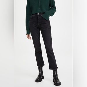 Agolde Riley High Rise Straight Crop Jeans Size 25 in Black Pepper Brand New